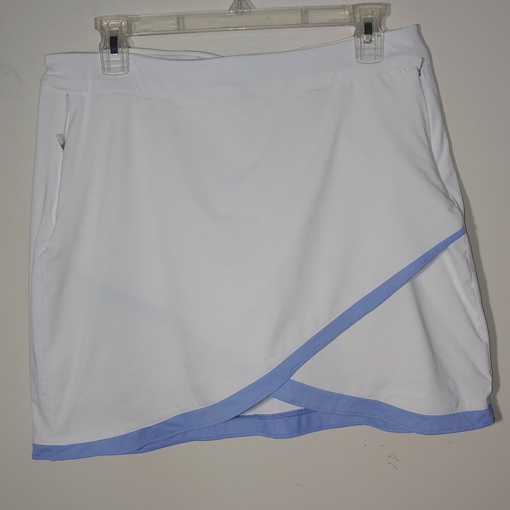 Peter Millar Athletic Wrap up Skort Size L White with Blue Trim